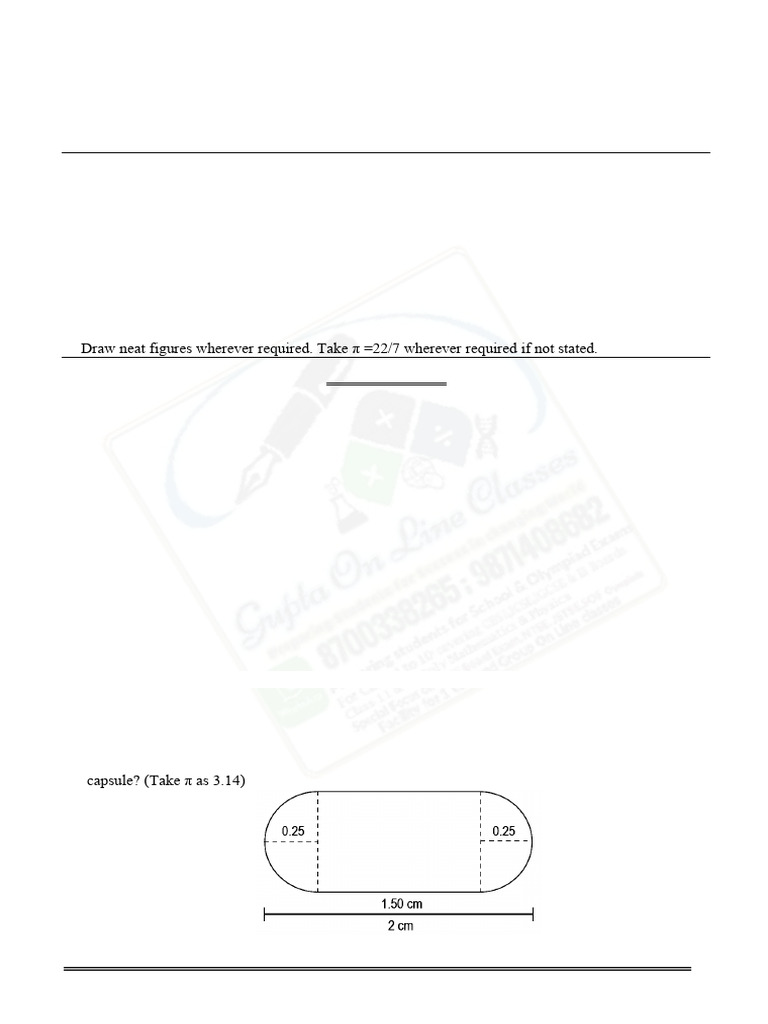 Class X Mathematics Sample Paper 2024 | PDF | Sphere | Area