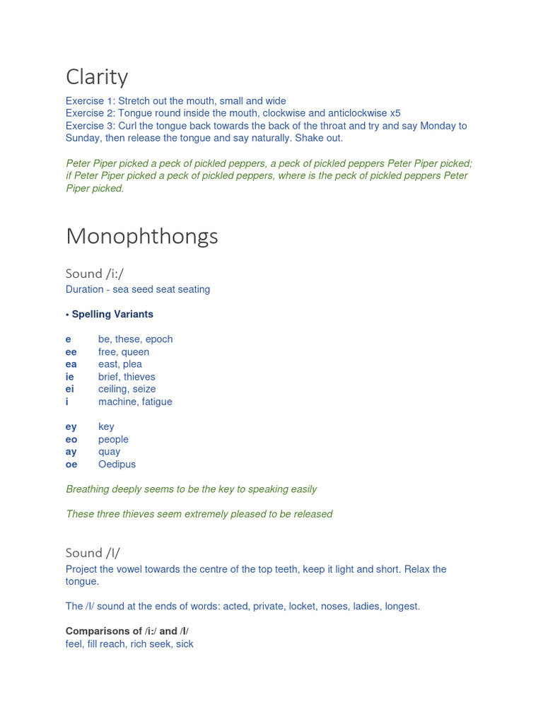 Elocution Exercises for Beginners | PDF | Phonetics