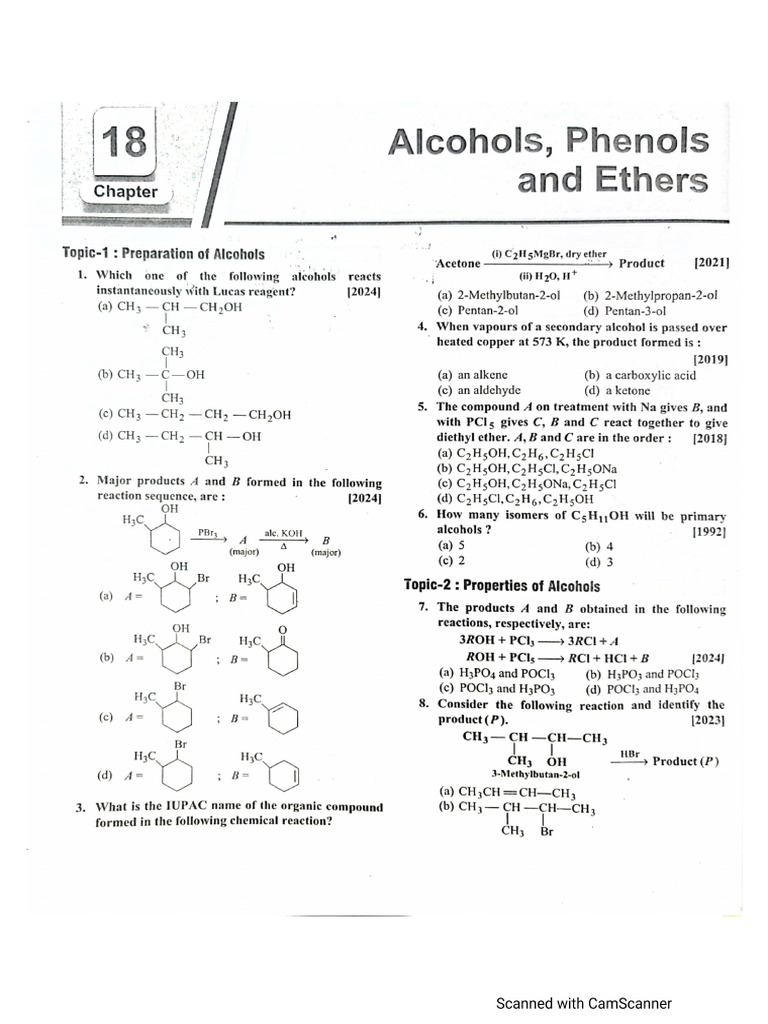 Alcohol Phenol and Ether 2. D K SIR | PDF