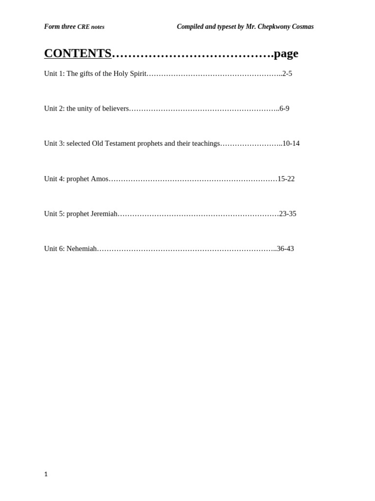 Form Three CRE Notes on Holy Spirit | PDF | Jeremiah | Jesus