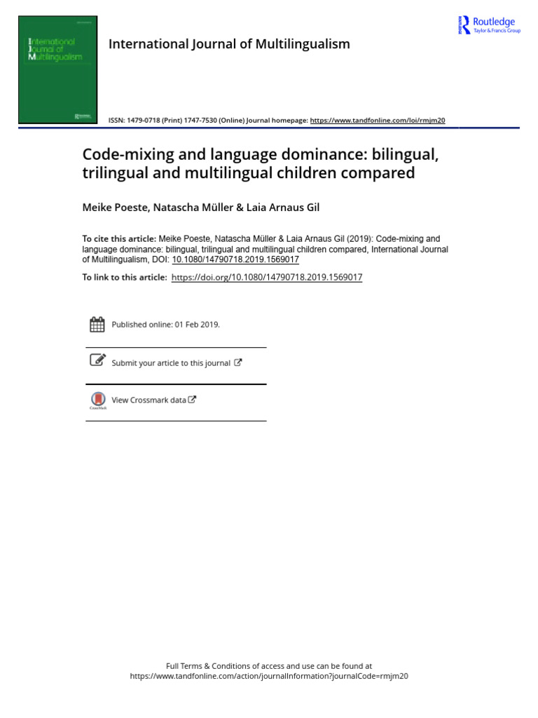 Code-Mixing in Multilingual Children | PDF | Multilingualism | Second ...