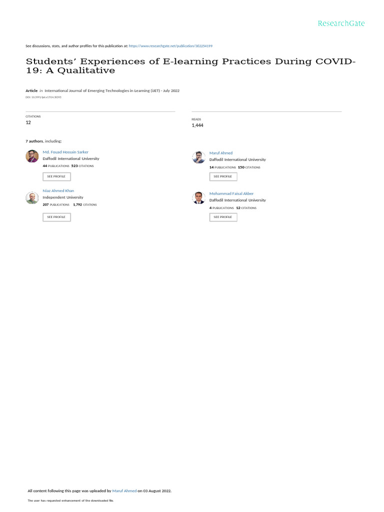 E-Learning Experiences of Students During COVID-19 | PDF | Educational ...