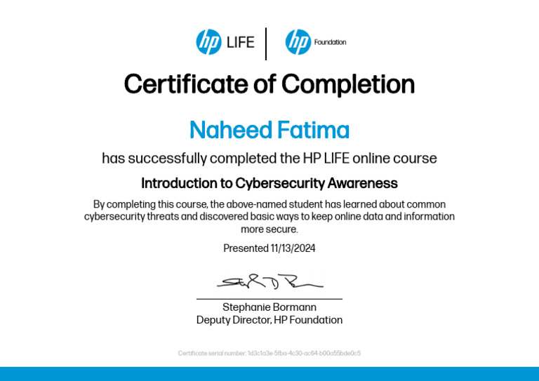 Certificate of Cybersecurity | PDF