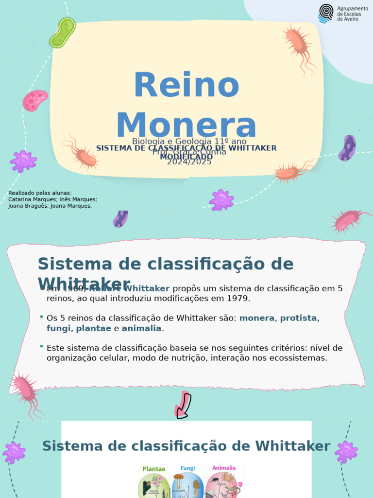 Classificação do Reino Monera em Biologia | PDF | Cianobactéria | Bactérias