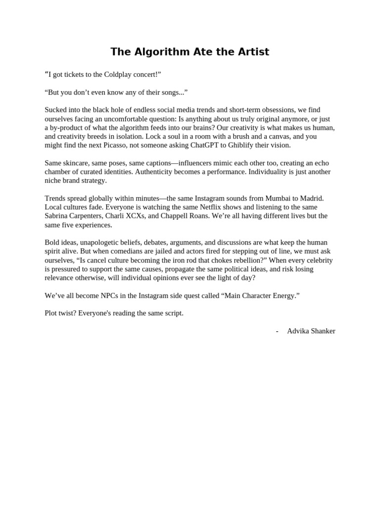 The Algorithm Ate The Artist | PDF