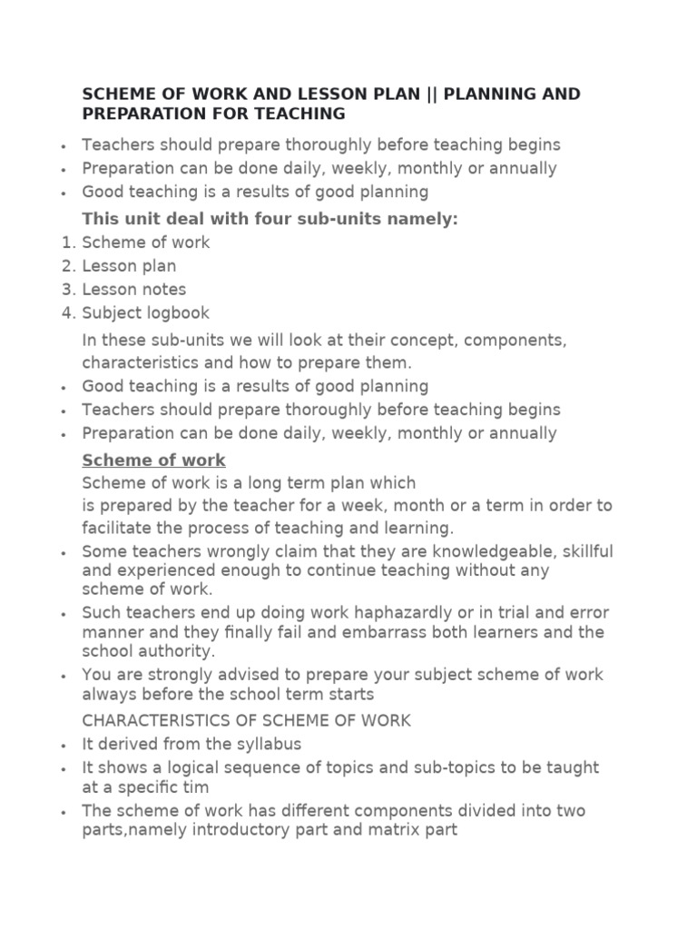Scheme of Work and Lesson Planning Guide | PDF | Lesson Plan | Teachers