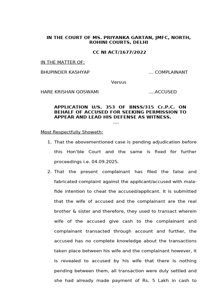Accused's Application to Lead Defense Witness | PDF | Judiciaries ...