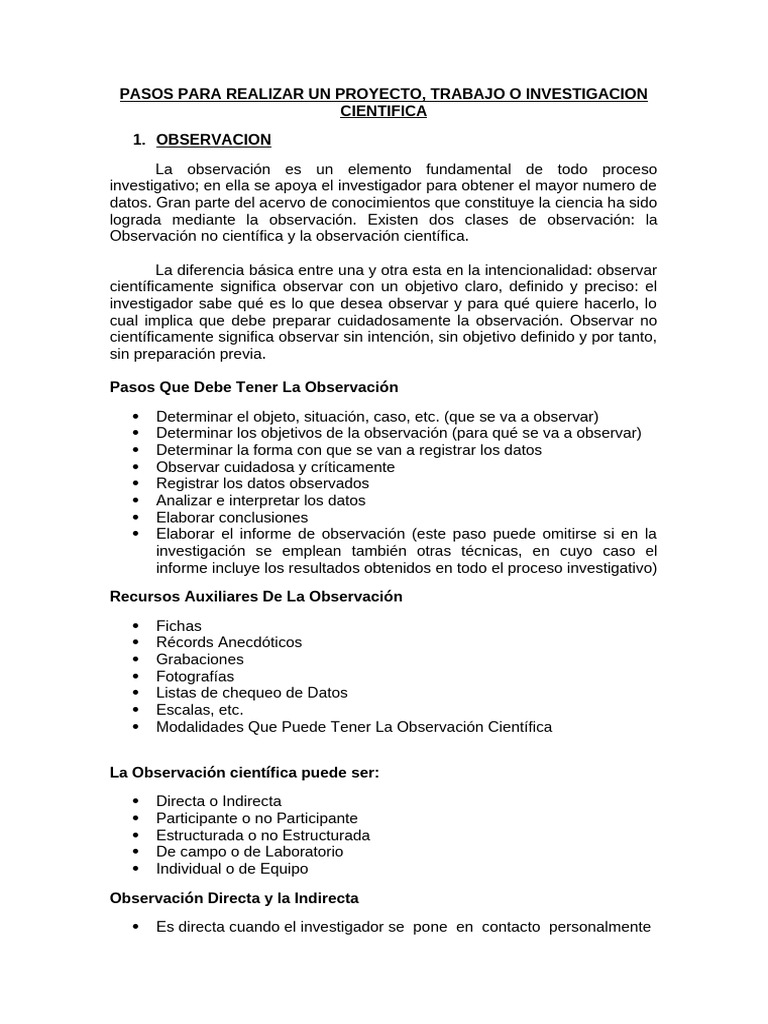 Pasos para un Proyecto de Investigación | PDF | Datos | Teoría