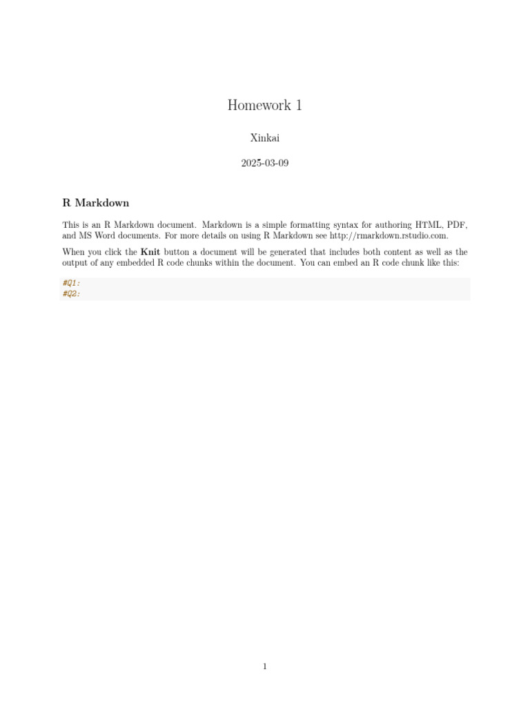 Homework 1: R Markdown | PDF