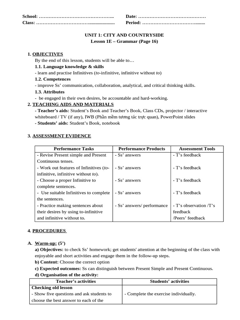 Unit 1 - Lesson 1e - Grammar - Page 16 | PDF | Learning | Linguistics