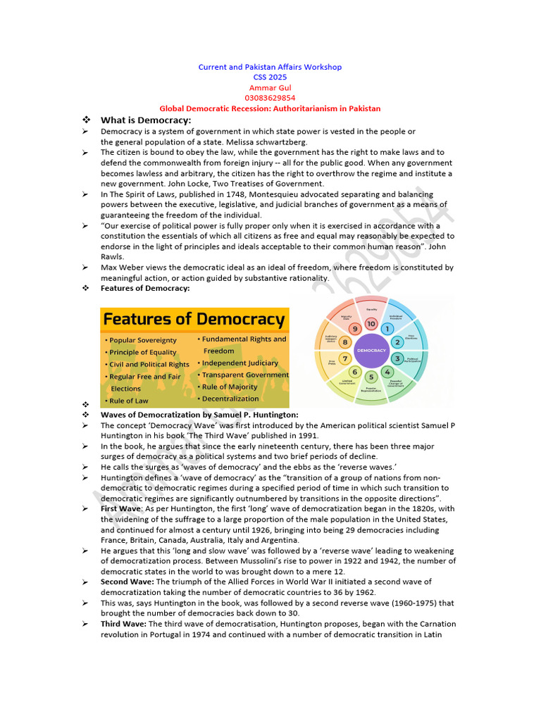 Global Democratic Recession and Authoritarianism in Pakistan | PDF ...