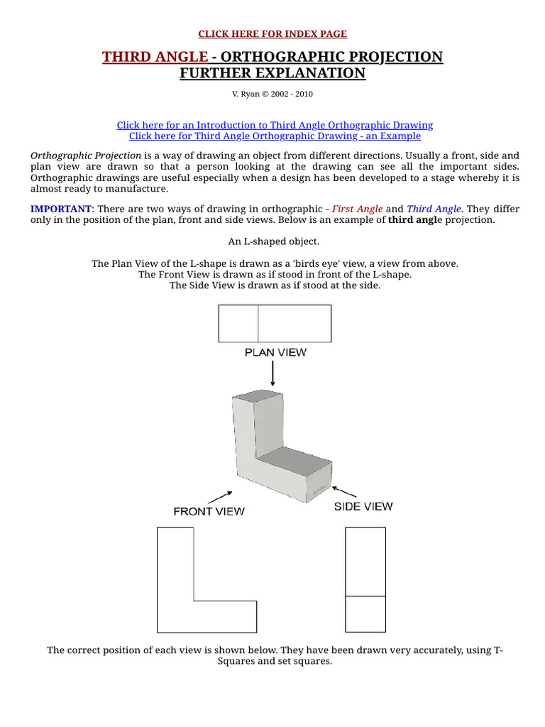 Third Angle Orthographic Projection Guide | PDF