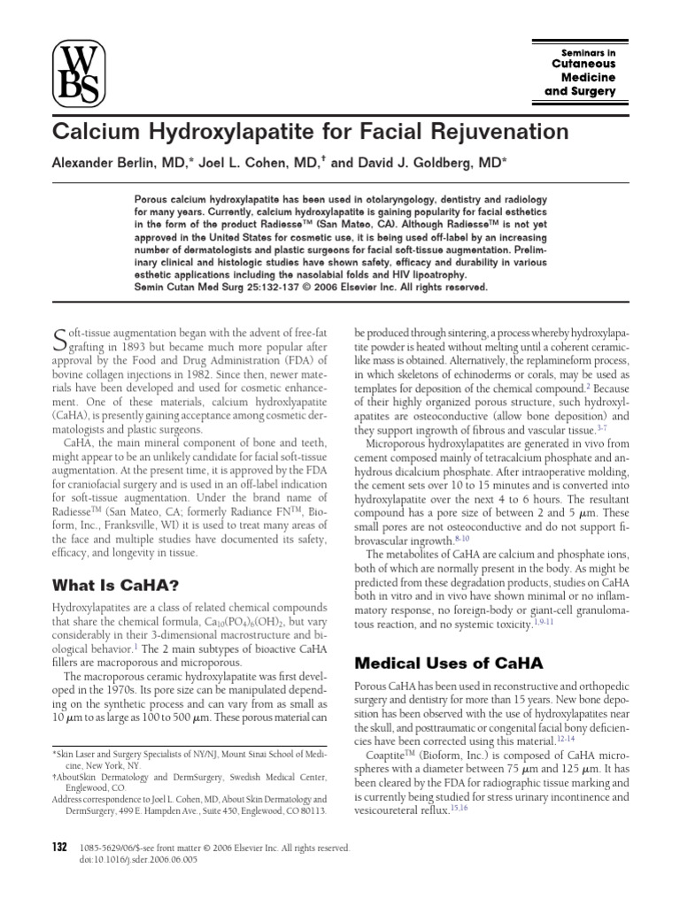 Calcium Hydroxylapatite For Facial Rejuvenation | PDF | Implant ...