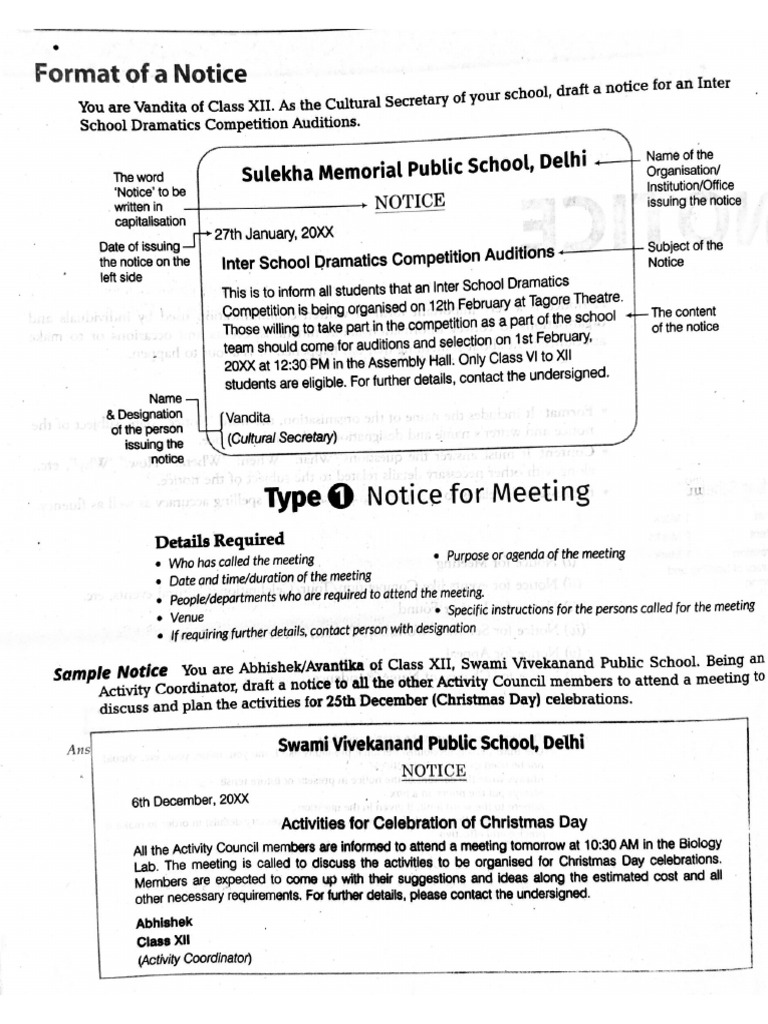 Notice Writing | PDF