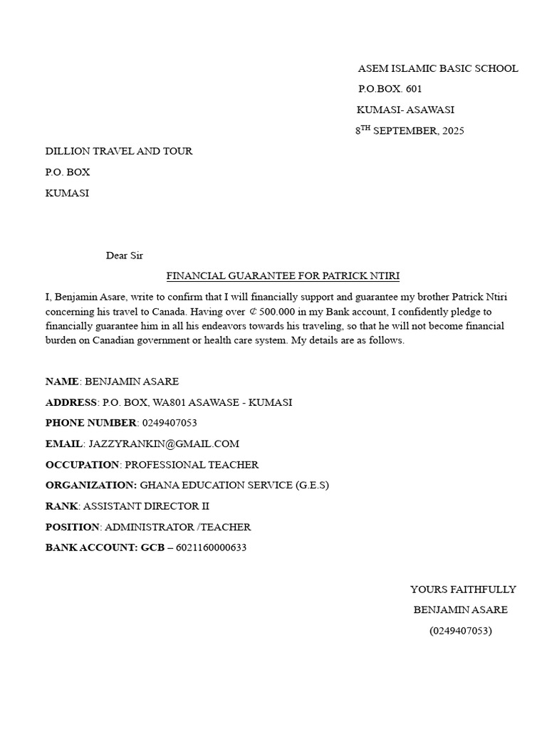 Asem Islamic Basic School Letter Ntiri-1 | PDF