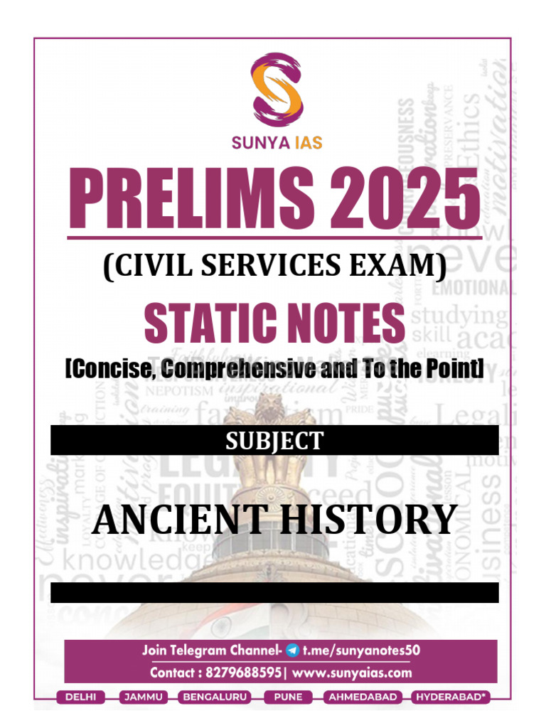 Sunya IAS - Prelims 2025 Static Notes (Ancient History) | PDF ...