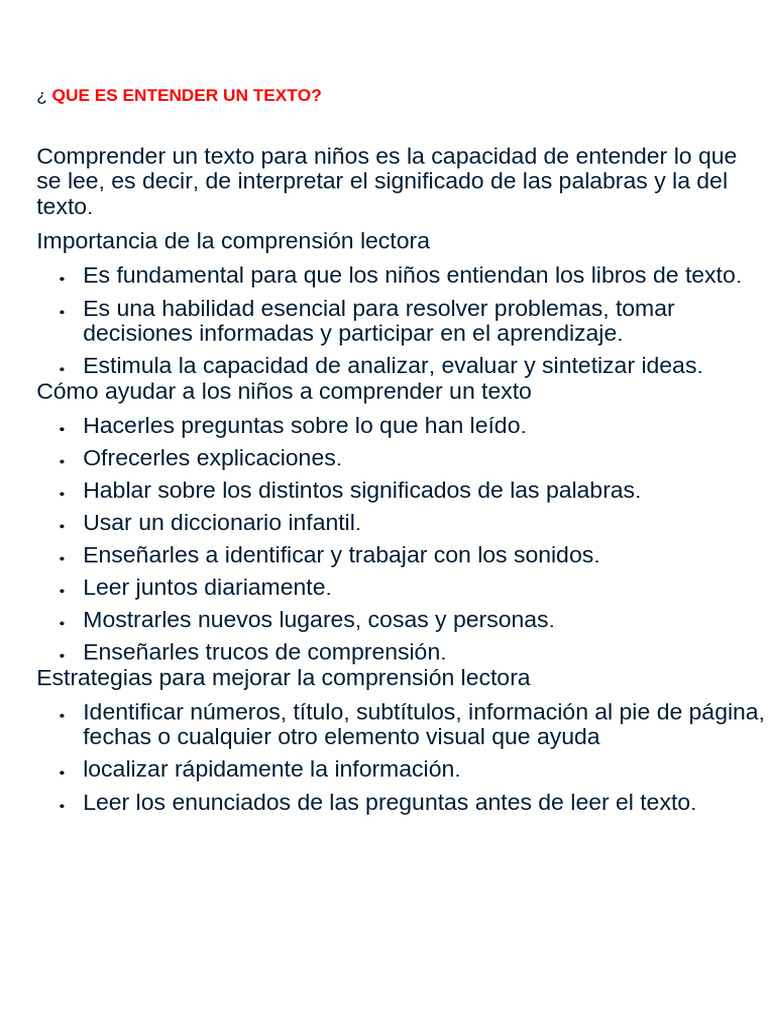 Que Es Entender Un Texto | PDF