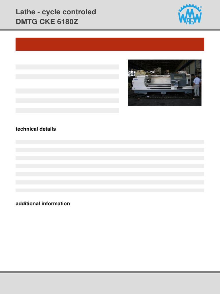 DMTG CKE 6180Z CNC Lathe for Sale | PDF | Mechanical Engineering