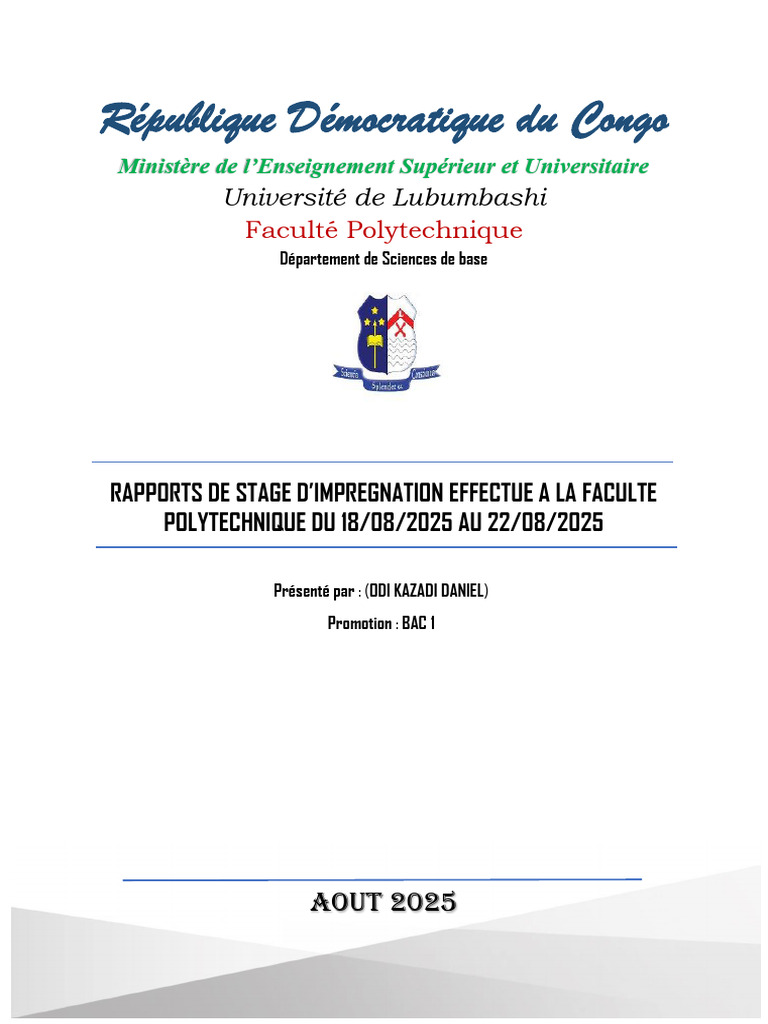 Rapport de Stage d'Imprégnation 2025 | PDF | Entrepreneuriat | Ingénieur