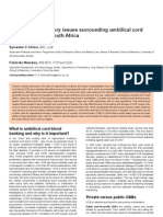 Article: Ethical and Regulatory Issues Surrounding Umbilical Cord Blood Banking in South Africa
