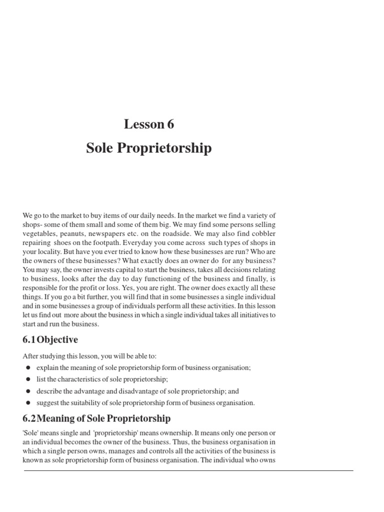case study of sole proprietorship