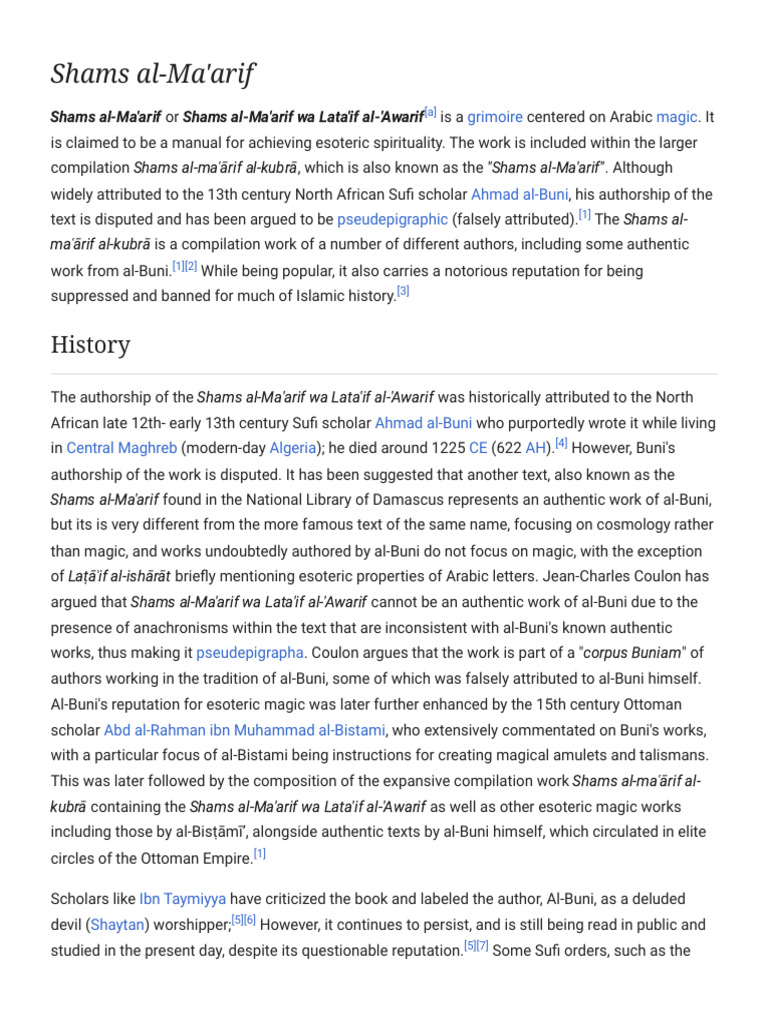 Shams al-Ma'arif: Magic Squares Explained | PDF | Esotericism