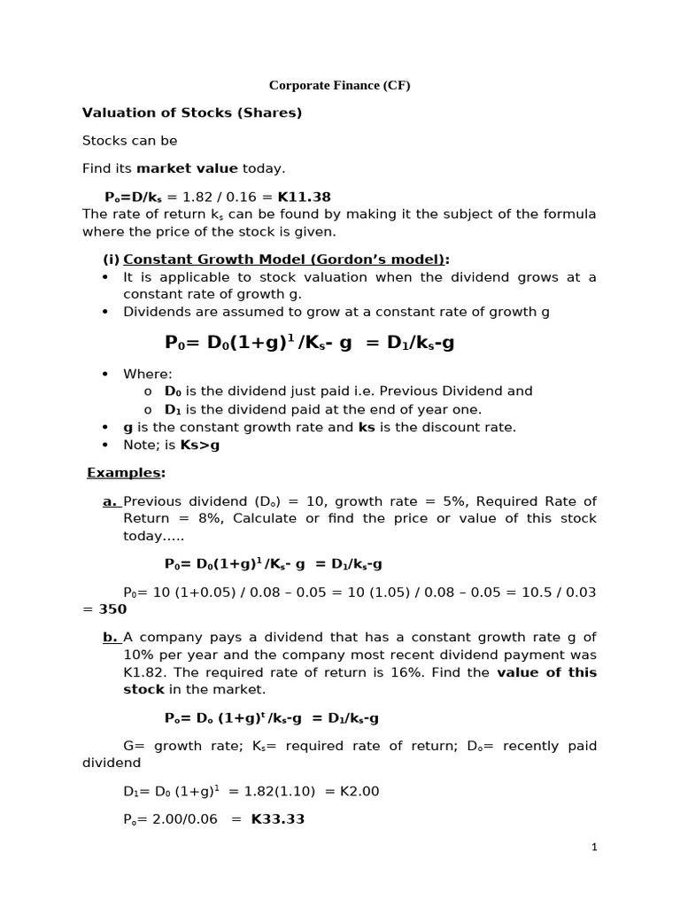 Stock Valuation Methods Explained | PDF | Discounted Cash Flow | Dividend
