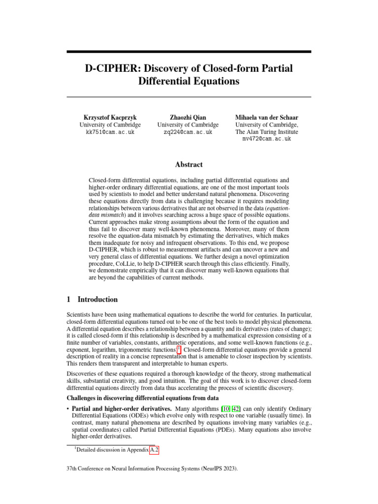 D Cipher | PDF | Partial Differential Equation | Ordinary Differential ...