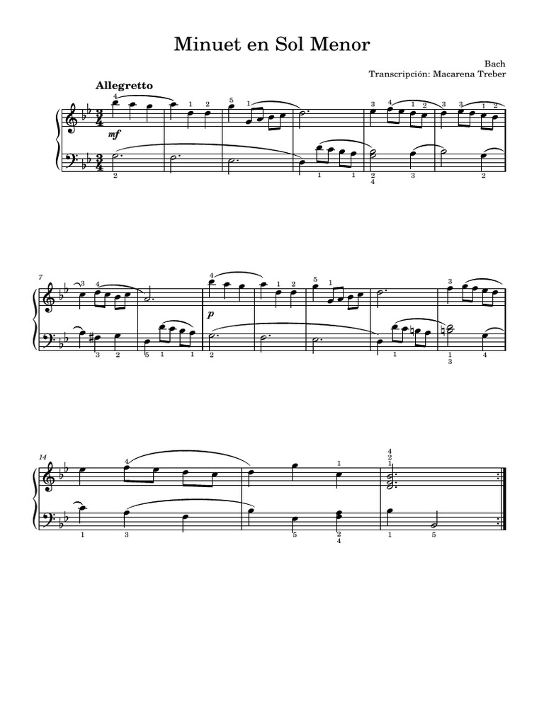 Minuet en Sol Menor de Bach | PDF