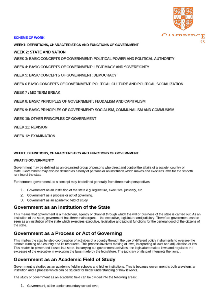 Complete Notes For Ss1 Government | PDF | Communism | Socialism