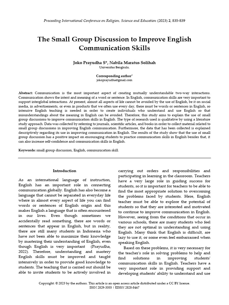 Small Group Discussions Enhance English Skills | PDF | Communication ...