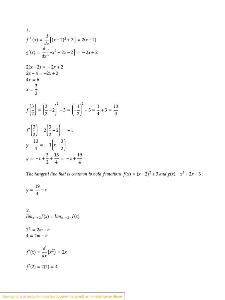 Tangent Line and Function Differentiability | PDF