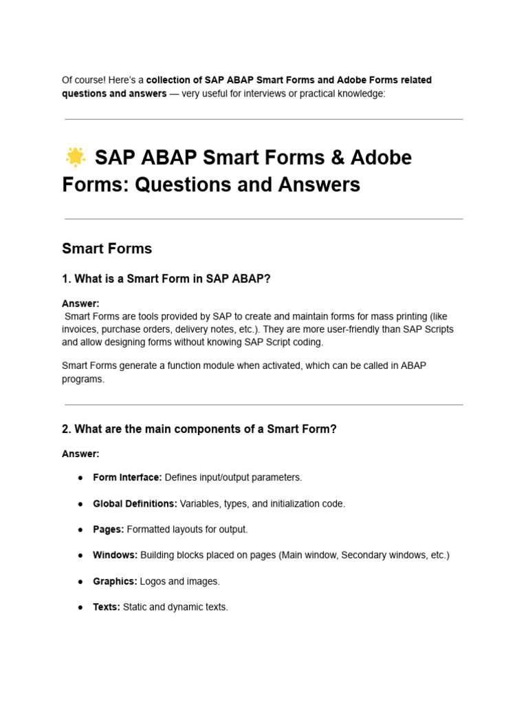 SAP ABAP Adobe Forms Interview Q&A | PDF | Information Technology ...