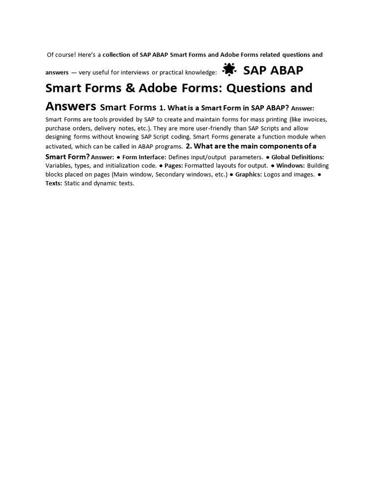 SAP ABAP Smart Forms Q&A Guide | PDF