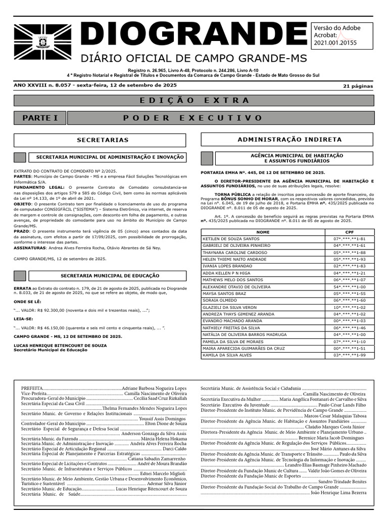 Diário Oficial de Campo Grande - 12/09/2025 | PDF