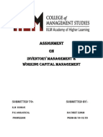 Assignment on inventory and working capital management