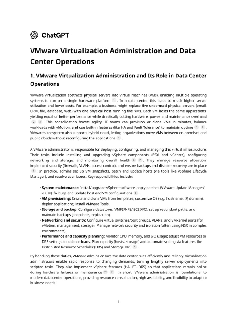 VMware Administration in Data Centers | PDF | Virtual Machine ...