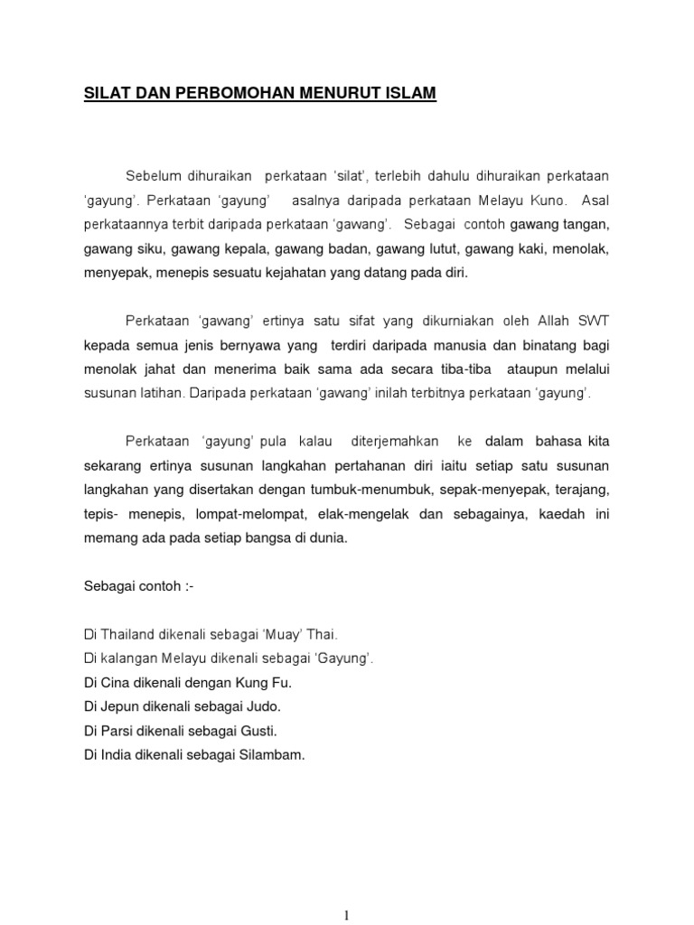 Silat Dan Perbomohan Menurut Islam Pdf