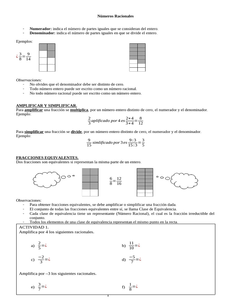 7 Matemática 4. GUIA RACIONALES 2020 | PDF | Número racional | Entero