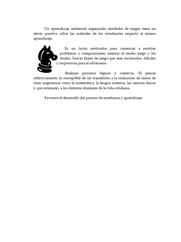 El Ajedrez y El Aprendizaje en Preescolar - Part85 | PDF