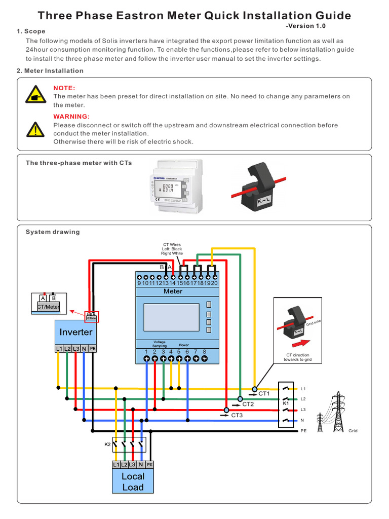 Three-Phase Eastron Meter Installation Guide | PDF | Power Inverter ...