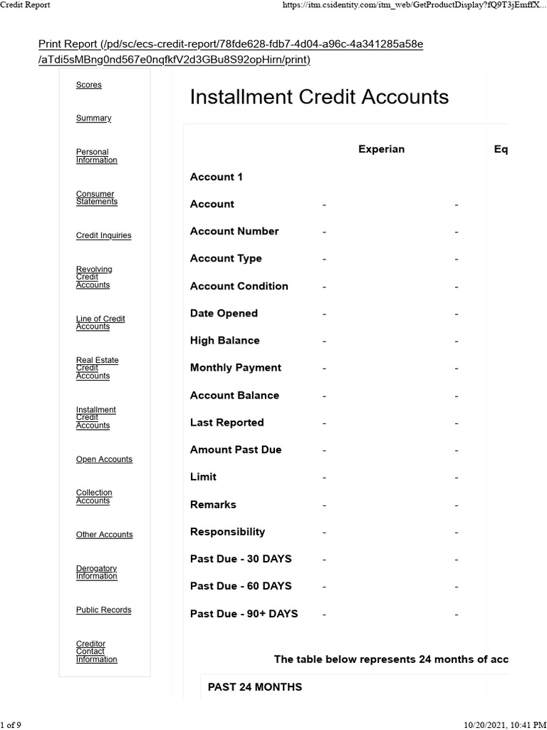 Comprehensive Credit Report Overview | PDF | Credit History | Private Law