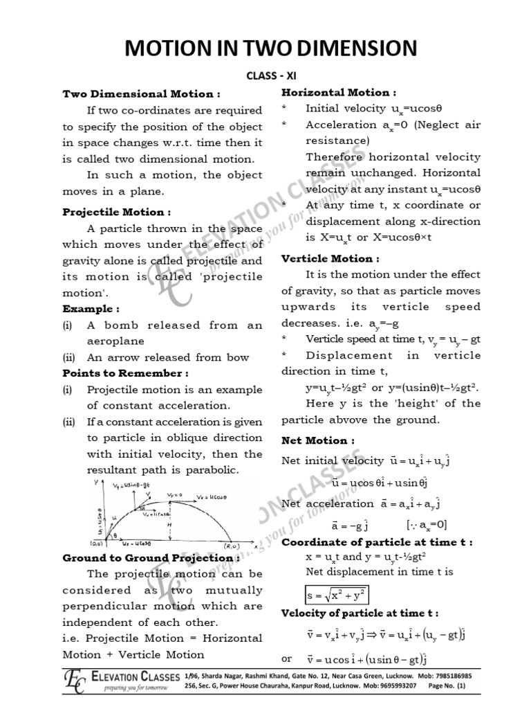 Two-Dimensional Motion & Projectile Physics | PDF | Motion (Physics ...