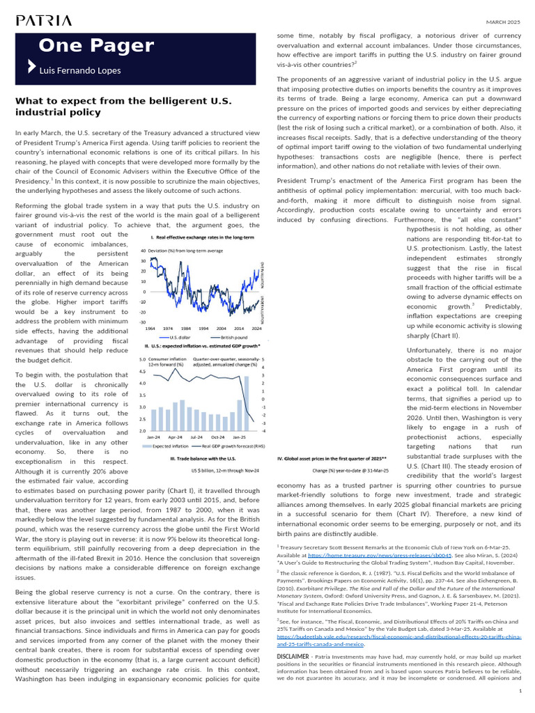 Newest One Pager 2025 03 | PDF | Tariff | Exchange Rate