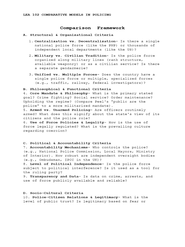 Comparative Models in Policing Analysis | PDF | Police | Value (Ethics)