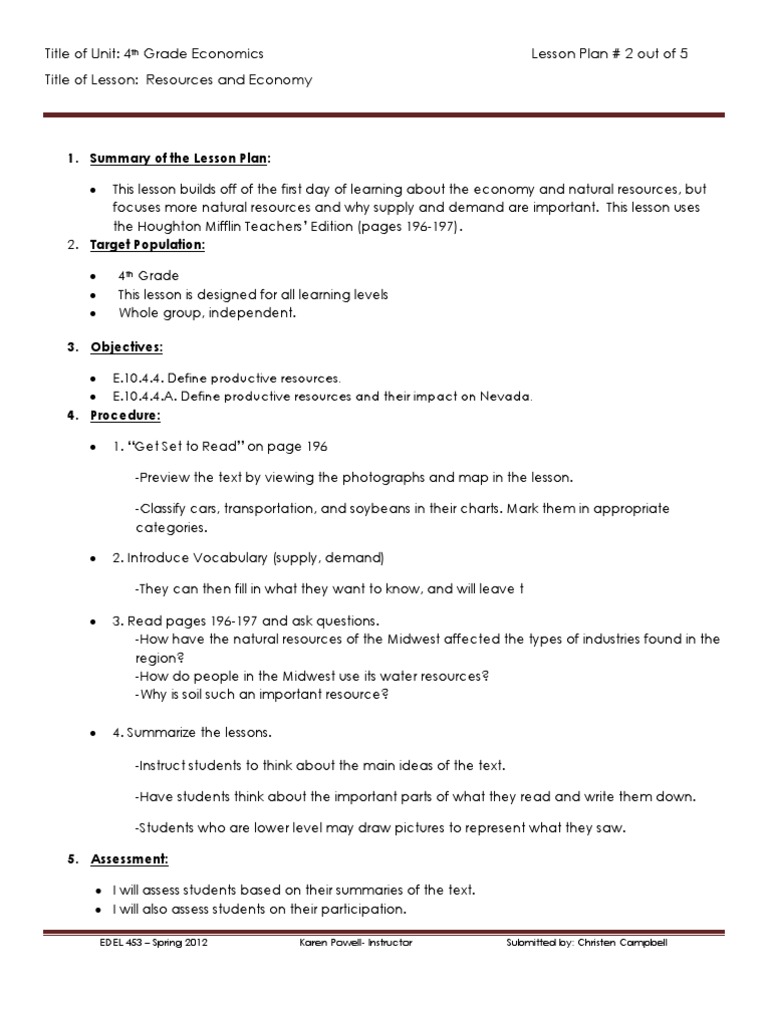 EDEL453 Spring 2012 Christen Campbell Economics Day2 | PDF