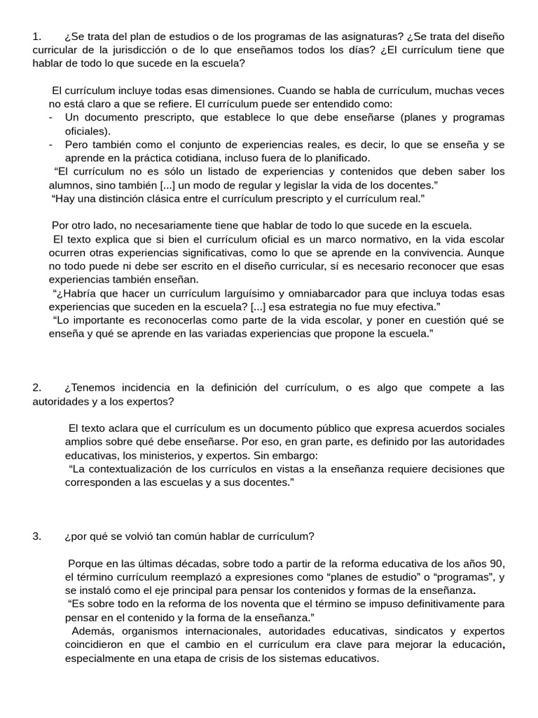 Definición y Contexto del Currículum Escolar | PDF | Plan de estudios ...
