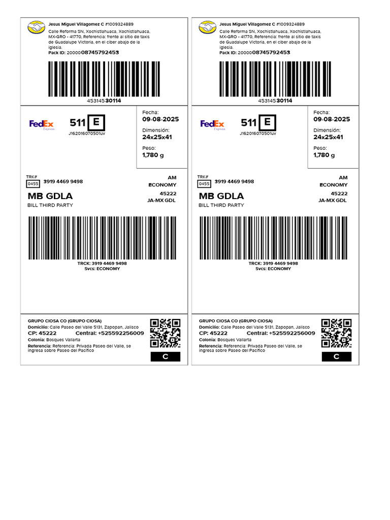 Shipment Labels 250809164549 | PDF
