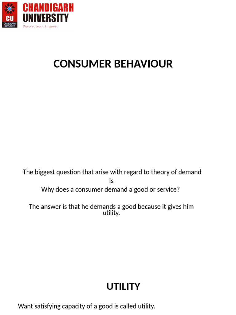 Understanding Consumer Utility and Demand | PDF | Utility | Marginal ...