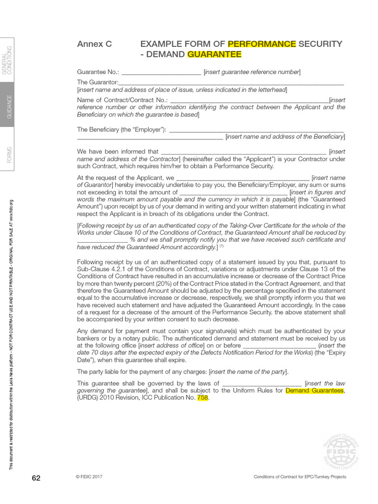 FIDIC - Performance Bank Guarantee | PDF | Receipt | Business